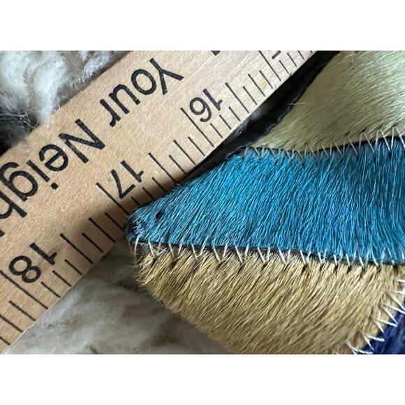 Cowhide Patchwork Decorative Pillow Cover colorful fun unique bright 18” - Picture 13 of 16